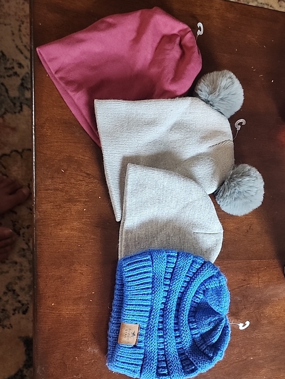 Bsby Beanie Hat Bundle - Pink, Light Gray, Blue LOT OF 4
